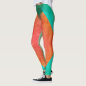 Pastel Pale Turquoise Coral Abstrakte Kunst Leggings (Links)