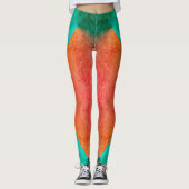 Pastel Pale Turquoise Coral Abstrakte Kunst Leggings (Vorderseite)