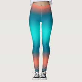 Pastel Pale Turquoise Coral Abstrakte Kunst Leggings