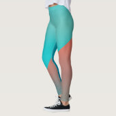 Pastel Pale Turquoise Coral Abstrakte Kunst Leggings (Links)