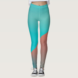 Pastel Pale Turquoise Coral Abstrakte Kunst Leggings