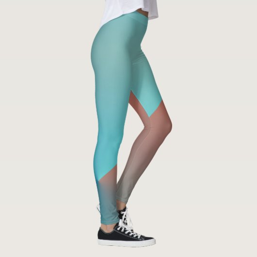 Pastel Pale Turquoise Coral Abstrakte Kunst Leggings (Rechts)
