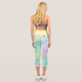 Pastel Pale Turquoise Pink Abstrakte Kunst Gray Sp Capri Leggings (Rückseite)