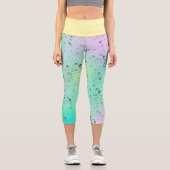 Pastel Pale Turquoise Pink Abstrakte Kunst Gray Sp Capri Leggings (Vorderseite)