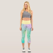 Pastel Pale Turquoise Pink Abstrakte Kunst Gray Sp Capri Leggings (Vorderseite)