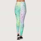 Pastel Pale Turquoise Pink Abstrakte Kunst Gray Sp Leggings (Rückseite)