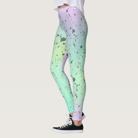 Pastel Pale Turquoise Pink Abstrakte Kunst Gray Sp Leggings (Links)