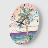 Pastel Palm Hartglas Große Wanduhr (Winkel)