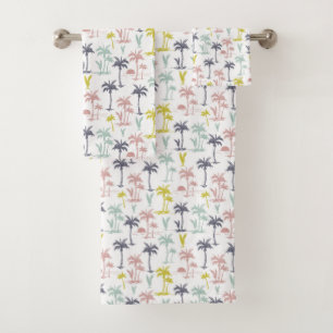 Pastel Palm Tree by Beach Pattern Badhandtuch Set