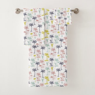 Pastel Palm Tree by Beach Pattern Badhandtuch Set