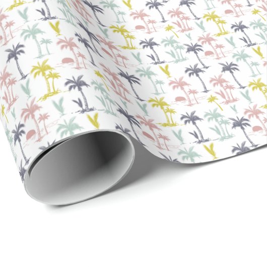 Pastel Palm Tree by Beach Pattern Geschenkpapier (Rolleneckpunkt)