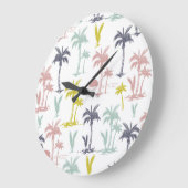Pastel Palm Tree by Beach Pattern Große Wanduhr (Winkel)