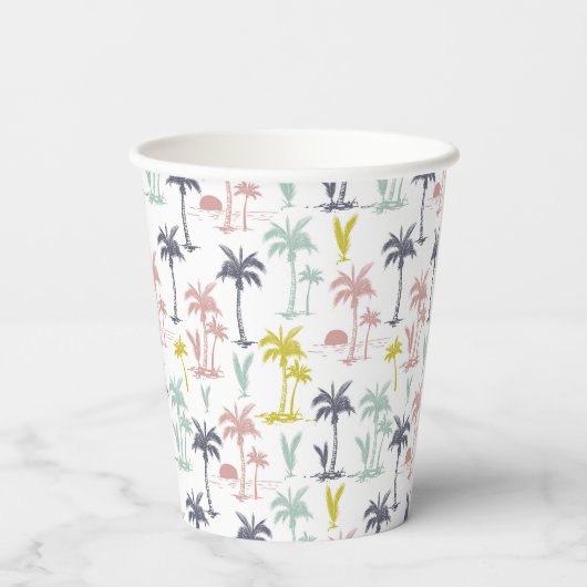 Pastel Palm Tree by Beach Pattern Pappbecher (Rückseite)