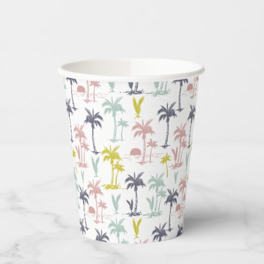 Pastel Palm Tree by Beach Pattern Pappbecher (Links)