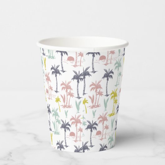 Pastel Palm Tree by Beach Pattern Pappbecher (Rechts)