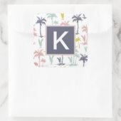 Pastel Palm Tree by Beach Pattern Quadratischer Aufkleber (Tasche)