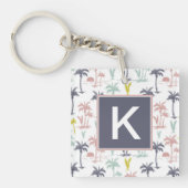 Pastel Palm Tree by Beach Pattern Schlüsselanhänger (Vorderseite)