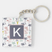 Pastel Palm Tree by Beach Pattern Schlüsselanhänger (Rückseite)