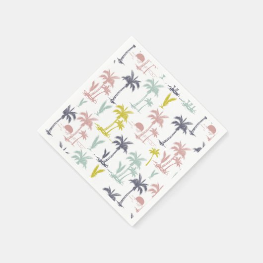 Pastel Palm Tree by Beach Pattern Serviette (Ecke)