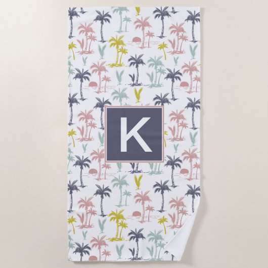 Pastel Palm Tree by Beach Pattern Strandtuch (Vorderseite)