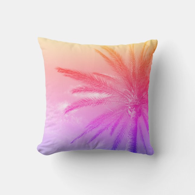 Pastel Palm Tree Funky Summer Kissen (Vorderseite)