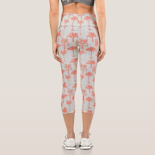 Pastel Palm Tree Muster Capri Leggings (Rückseite)