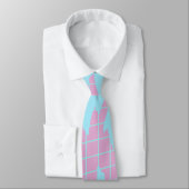 Pastel Palm Trees Grid Glitch Neck Tie Krawatte (Gebunden)
