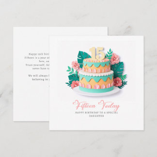 Pastel Paper-Cut Cake 15th Birthday Karte