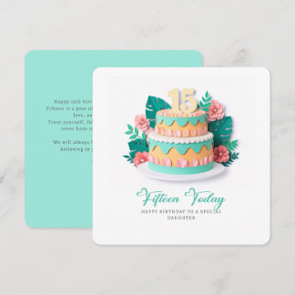 Pastel Paper-Cut Cake 15th Birthday Karte