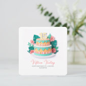 Pastel Paper-Cut Cake 15th Birthday Karte (Stehend Vorderseite)