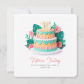 Pastel Paper-Cut Cake 15th Birthday Karte (Vorderseite)