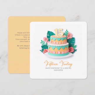 Pastel Paper-Cut Cake 15th Birthday Karte