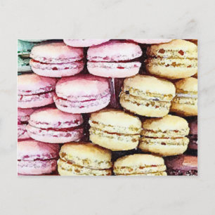Pastel Parisian Macarons Postkarte