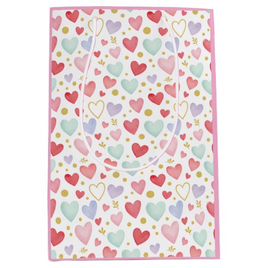 Pastel Party (Multi-Color Hearts) Mittlere Geschenktüte (Vorderseite)