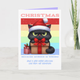 Pastel Party Panic Funny Cat Retro Christmas Photo Feiertagskarte