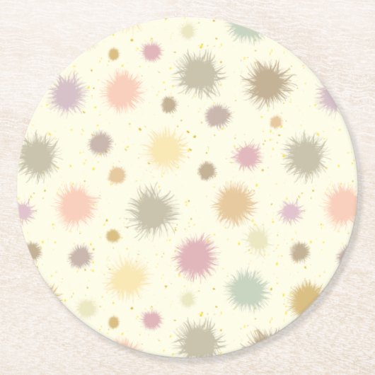 Pastel Party Pollen - nahtlos. Runder Pappuntersetzer (Vorderseite)