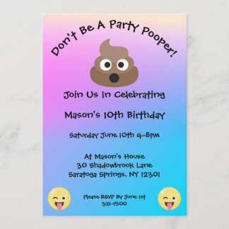 Pastel Party Pooper Emoji Birthday Einladung