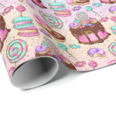 Pastel Party Süßigkeiten Geburtstag Geschenkpapier (Rolleneckpunkt)