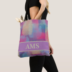 Pastel Patchwork Abstract Design Initials Tasche