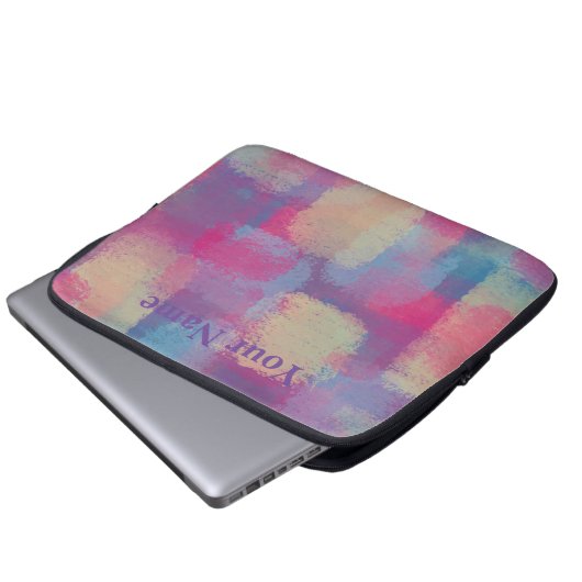 Pastel Patchwork Abstract Design Laptopschutzhülle (Vorne Knopf)