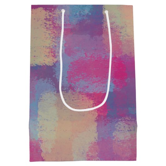 Pastel Patchwork Abstract Design Mittlere Geschenktüte (Rückseite)