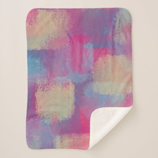 Pastel Patchwork Abstract Design Sherpadecke (Vorderseite)