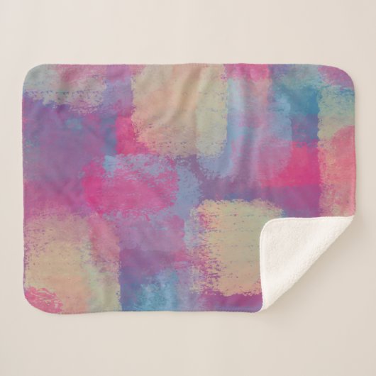 Pastel Patchwork Abstract Design Sherpadecke (Vorderseite (Horizontal))