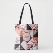 Pastel Patchwork Bauernhof Quilt Muster farbenfroh Tasche (Vorderseite)