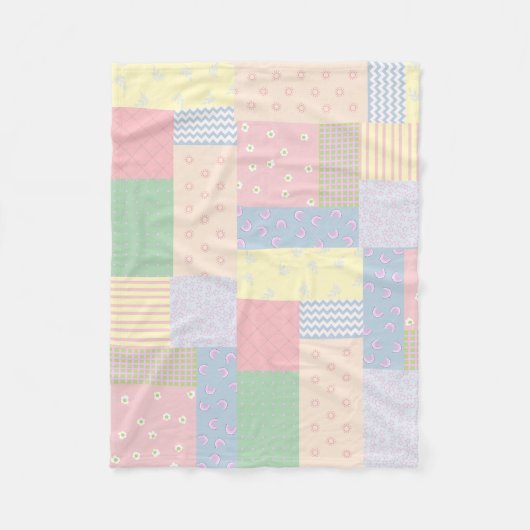 Pastel Patchwork Fleecedecke (Vorderseite)