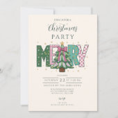 Pastel Patchwork Merry Christmas Einladung (Vorderseite)