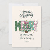 Pastel Patchwork Merry Christmas Feiertagskarte (Vorderseite)