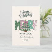 Pastel Patchwork Merry Christmas Feiertagskarte (Stehend Vorderseite)