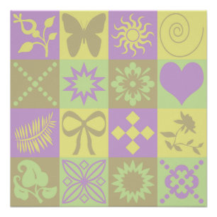 Pastel Patchwork Motif Muster Poster