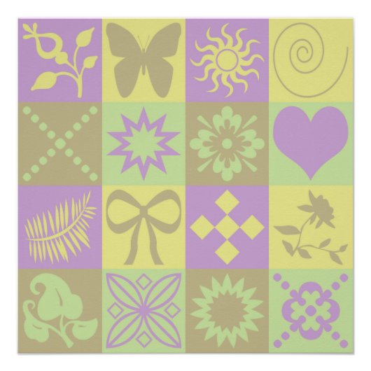Pastel Patchwork Motif Muster Poster (Vorderseite)